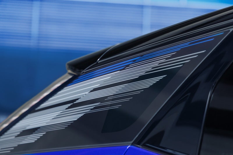 Close-up of the Modern Pattern on the 2026 OPTIQ-V Rear Quarter Glass | Lima Cadillac in LIMA OH